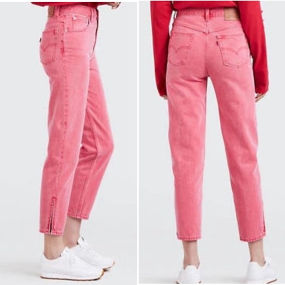 Levi's Mom Jeans High Rise Zipper Ankle Red Size 27 - Picture 1 of 15